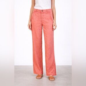 Pilcro & The Letterpress Anthropologie Coral Linen Straight Leg Pants Size 2